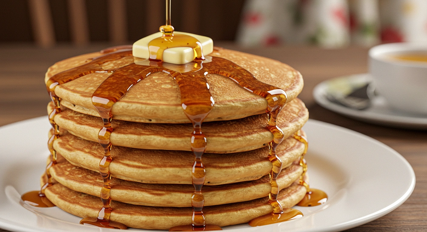 American Pancakes with Maple Syrup